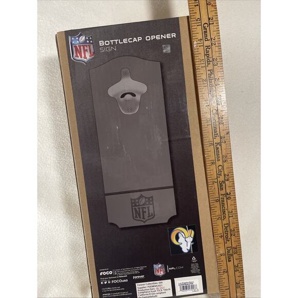MAN CAVE NFL Los Angeles Ram’s Wall Bottle Opener Sign- NIB - Picture 3 of 4